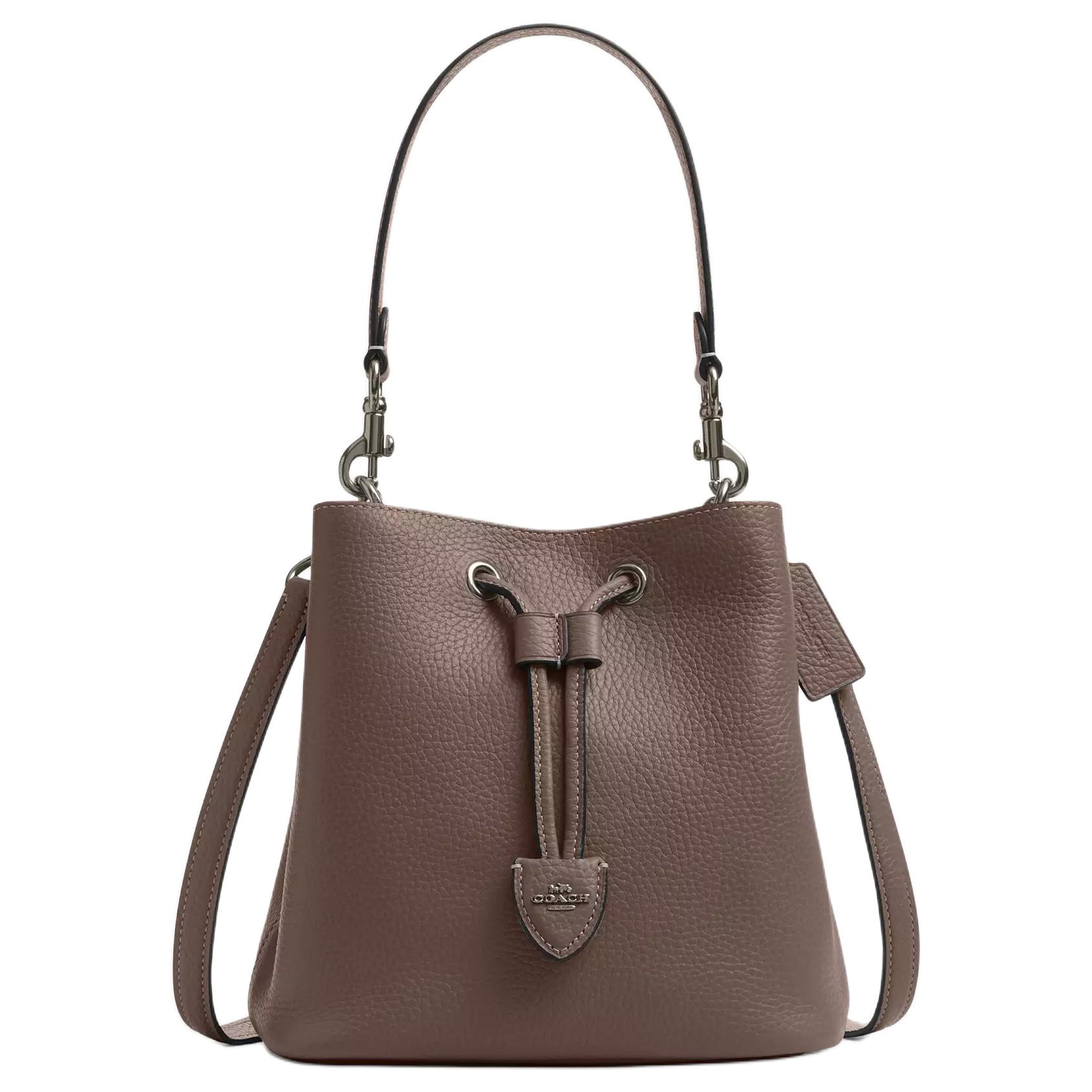 

Coach Rowan 21 Logo Leather Tote Bag Small Women Tote Bags Dark-Stone CBH06-QBCBD Basic Set (Bag+Dust Bag)
