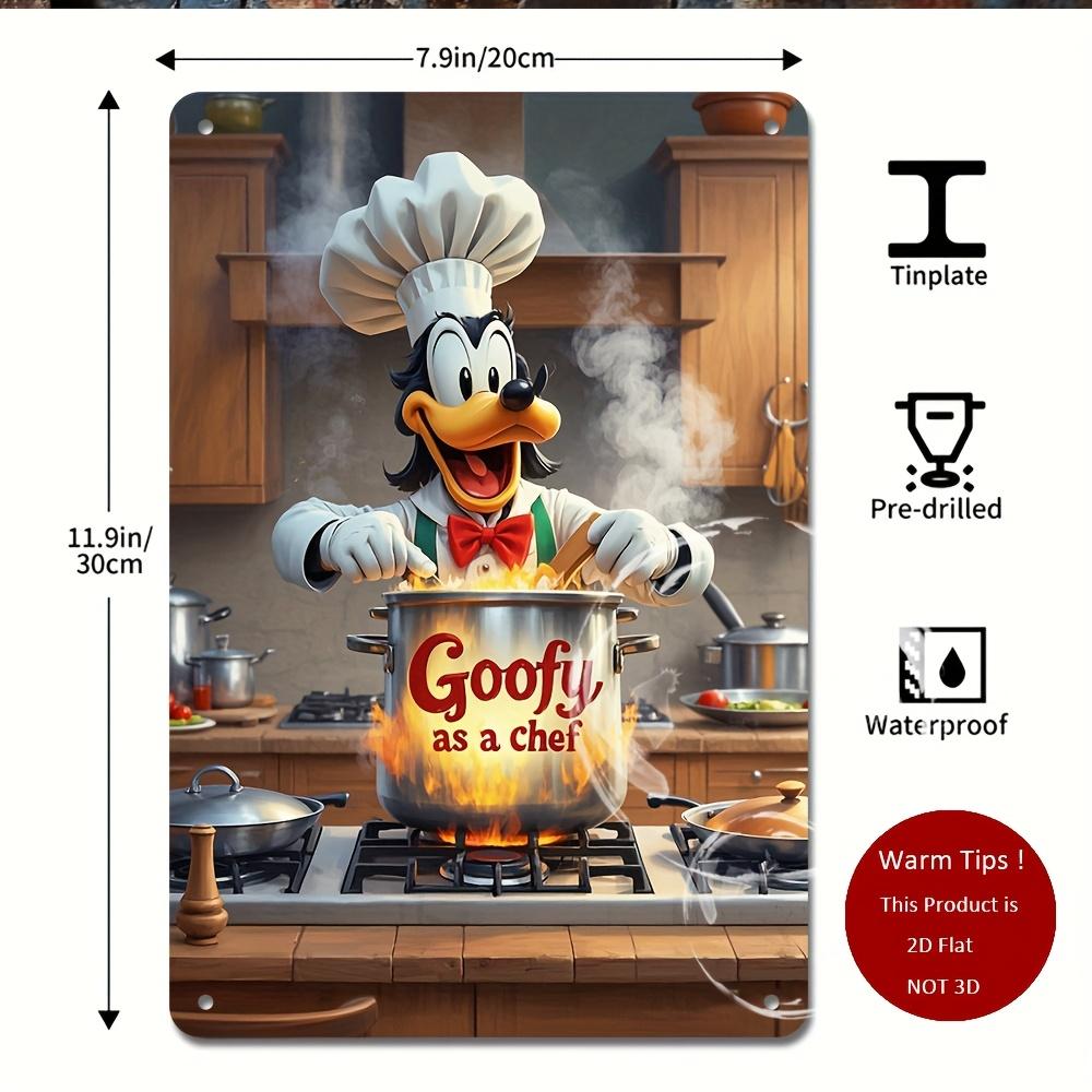 "Goofy As a Chef, Cooking In a Fancy Kitchen, Wearing a Chef's hat"Vintage Metal Tin Logo 30*20cm, 2D Flat, Perfect for Room Dec