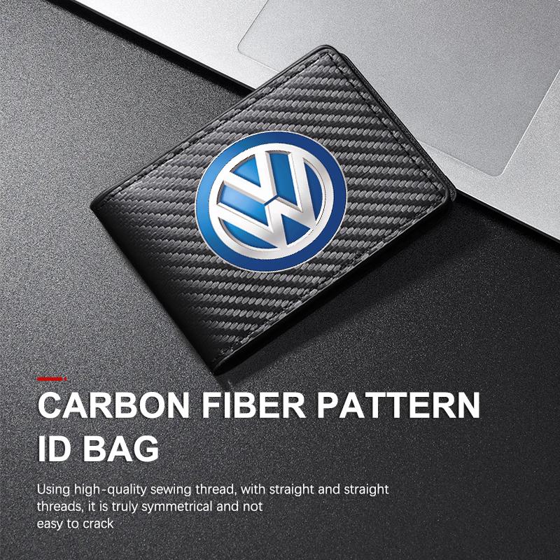 RUN1 For Volkswagen VW Carbon Fiber Car Men's Card Bag Storage With Multiple Cards Polo Jetta Sagitar Magotan Passat B5 B6 B7 CC