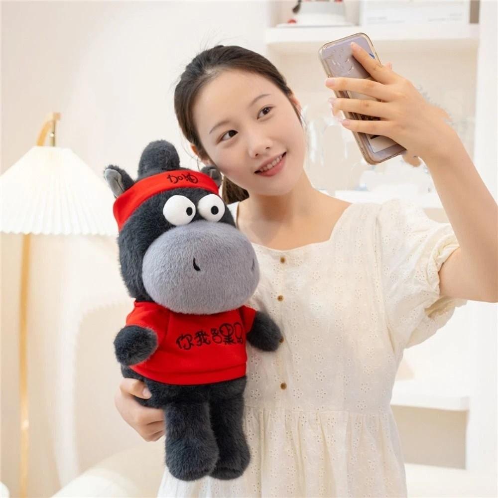 Mascot Dolls Black Horse Plush Toy Good Luck Zodiac Pony Figurine Home Decoration
