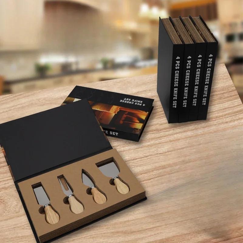 

Набор ножей для сыра из дуба, нож для сыра и нож для масла, упаковка из крафт-бумаги, набор инструментов для сыра