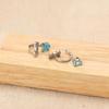 Sweet Heart Bow Horseshoe Ring & Pink Heart C-Shaped Spiral Earrings