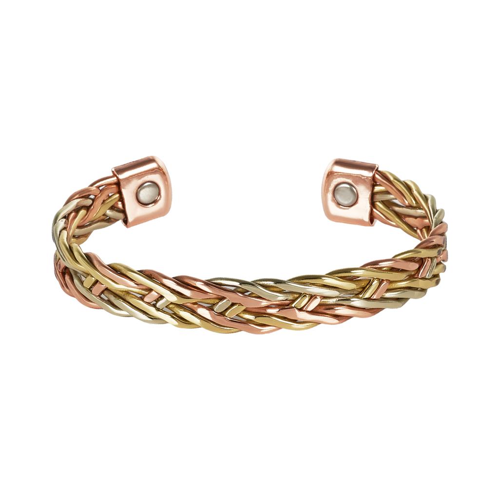 Vinterly Pure Copper Bracelets Twisted Handmade Braided 12mm Adjustable Bangles Health Energy High Magnet Jewelry Resizable Cuff