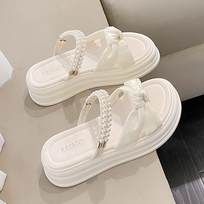 Women's Sandals Pearl Roman Style Platform Green Ladies Shoes Beach 2025 Luxury Summer Comfortable Cheap Liquidation Sale Sales