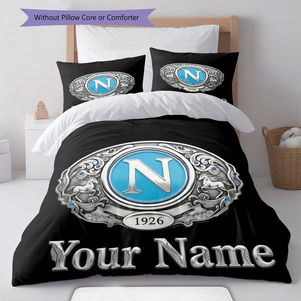 SSC Napoli Custom Name Pattern Bedding,Quilt Set Quilt Cover Pillowcase Home Birthday Gift(1 * duvet cover + 2 * pillowcase, without core)