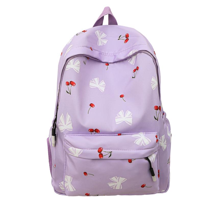 

Маленький женский рюкзак с принтом вишни, школьный рюкзак для учениц средней школы Large Flower фиолетовый