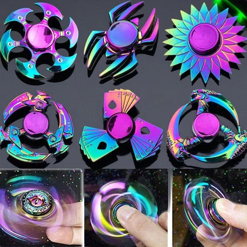 Color Fingertip Gyroscope Fidget Spinner Stress Relieving Hand Spinner Metal EDC Spinner Desktop Gyroscope Toy Adult Gift Toy