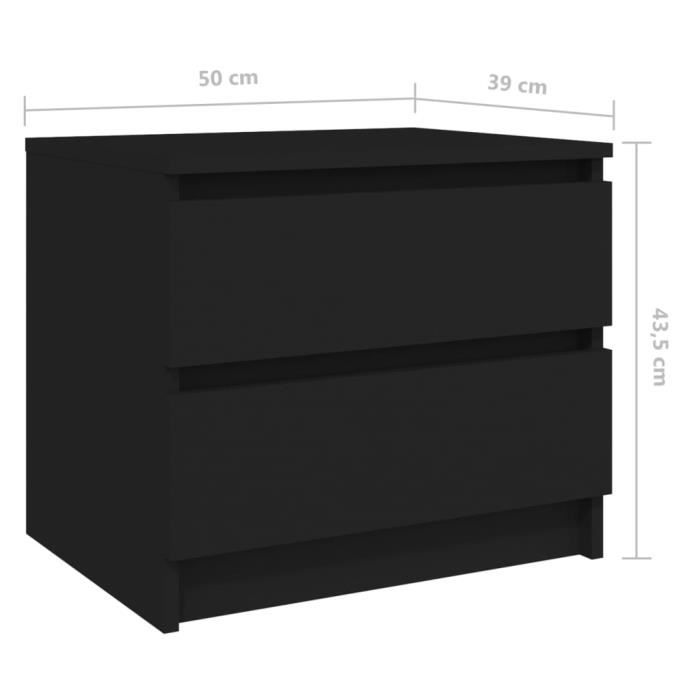 VidaXL Table de chevet Noir 50x39x43,5 cm Aggloméré