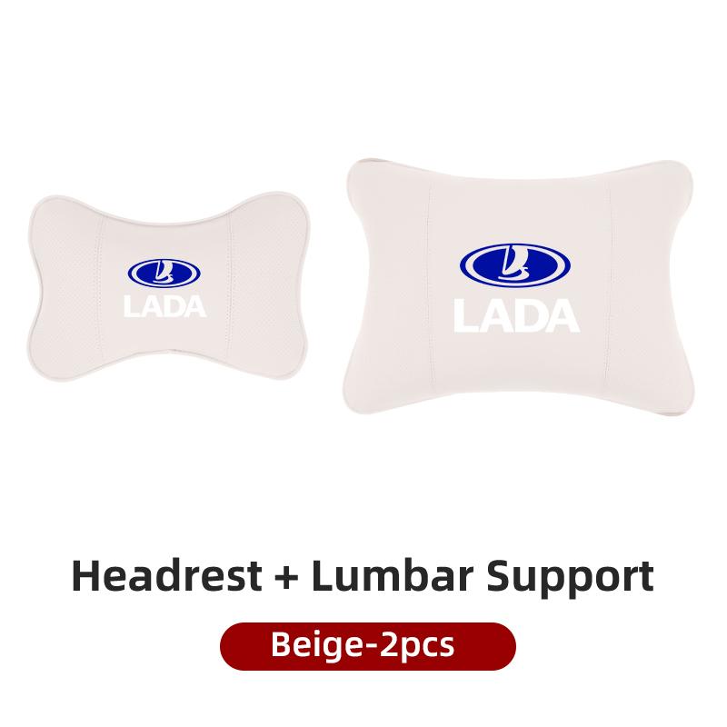 Leather Car Headrest Lumbar Support Backrest Neck Pillow Accessories For Lada Priora Sedan Sport Kalina Granta Vesta Niva Largus