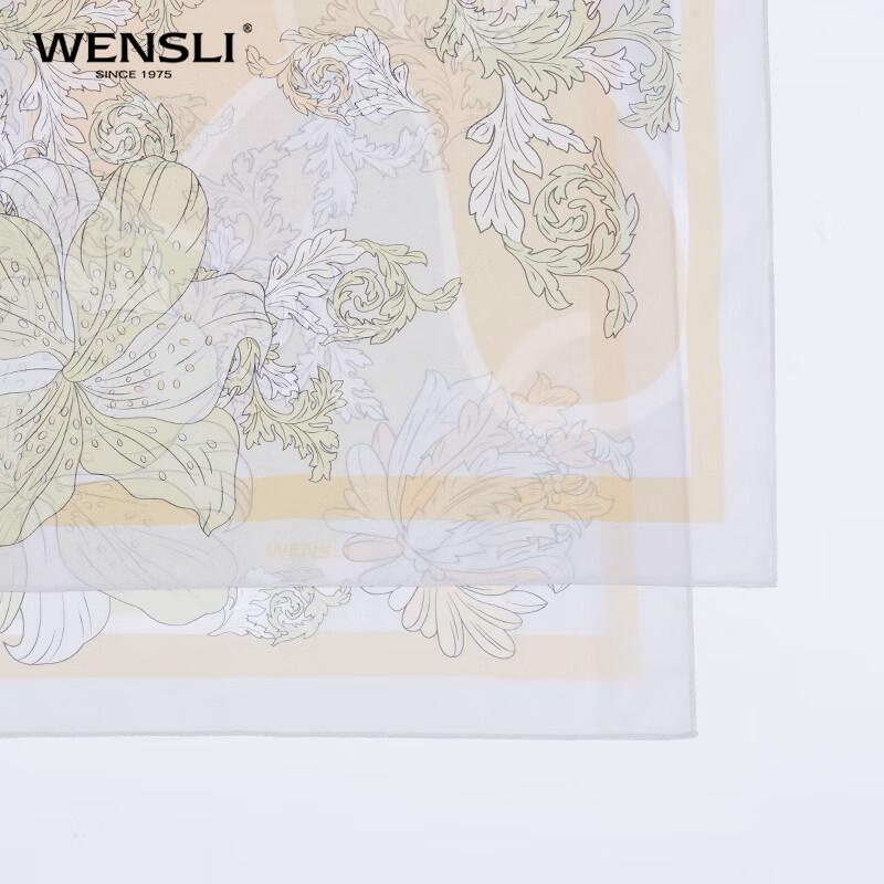 WENSLI Floral Mulberry Silk Chiffon Scarf
