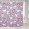 Cute Cat Shower Curtain Japanese Anime Style Bathroom Curtain Pink Cartoon Anime Bathroom Accessories For Kids Adults