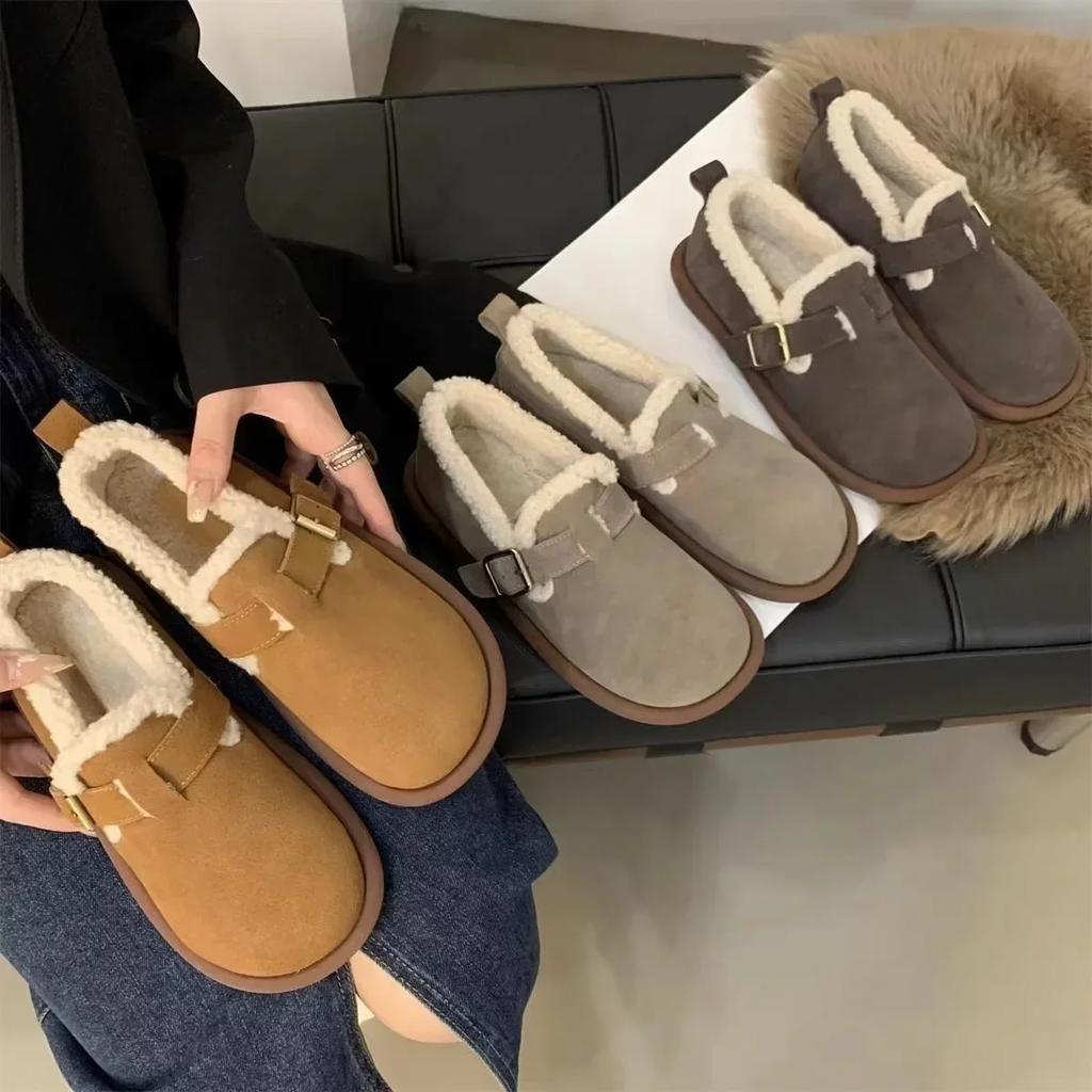 New Multifunctional Women's Wool Shoes, Retro Slip on Soft Sole, Anti Slip and Warm Brimless Cap Shoes, Thick Cotton Shoes