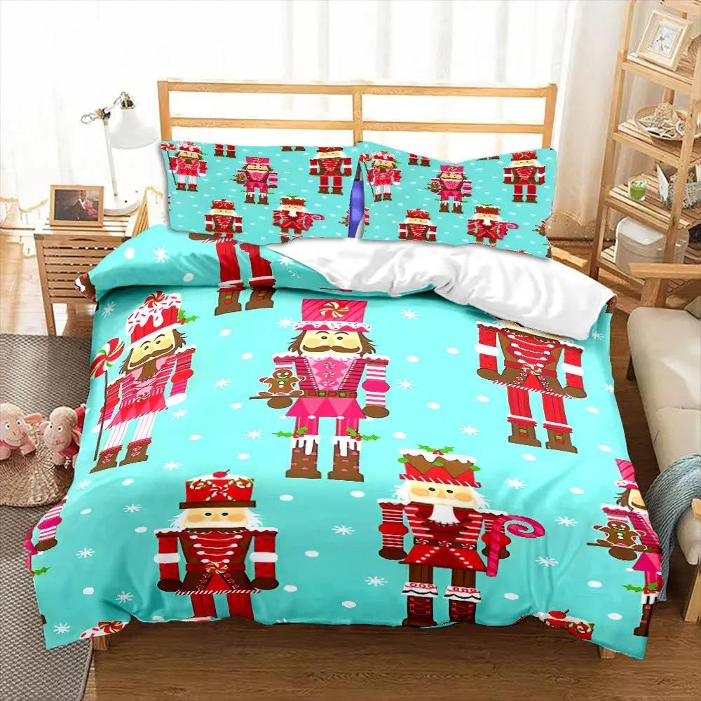 Nutcracker Cartoon Duvet Cover Merry Christmas Gift Boys Bedroom Decoration Women Men Cartoon Royal Guarder Queen King Size