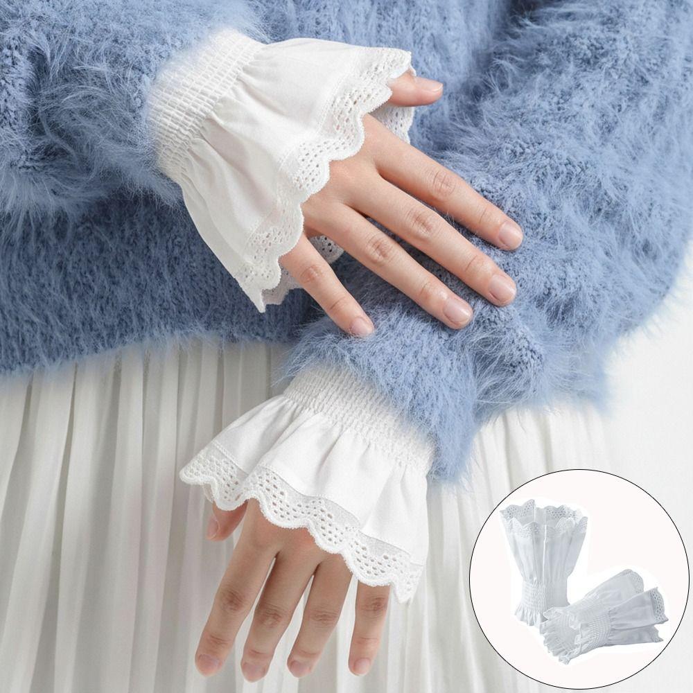 Białe Fałszywe Mankiety Odpinane Koronkowe Mankiety Nowe Mankiety do Swetra Kobiety