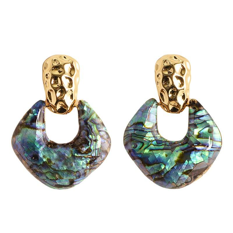Elegant Pearlized Abalone Shell Stud Earrings With Post Geometric Design Fashion Office Jewelry Women
