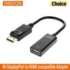 4K DisplayPort To HDMI-compatible Adapter Male DP To Female HDMI-Compatible Cable Converter Video Audio For Projector HDTV PC