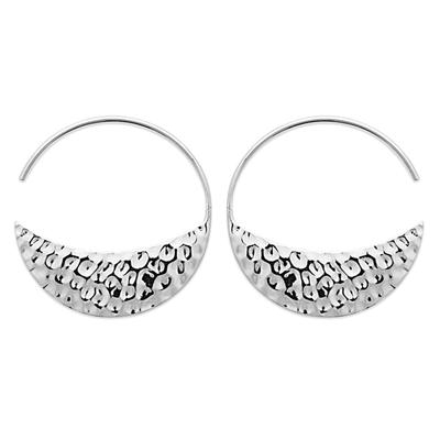 [R3627] - Silver 'Cléopatra' Silver Hoop Earrings (rhodium) - 30x27 Mm - Thickness 9 Mm