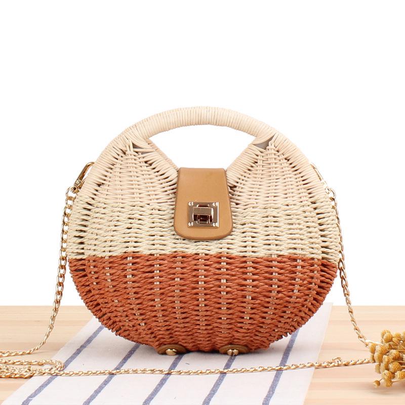 

New Style Two-Way Casual Woven Straw Crossbody Handbag - Japanese & Korean Shell Beach Women s Bag