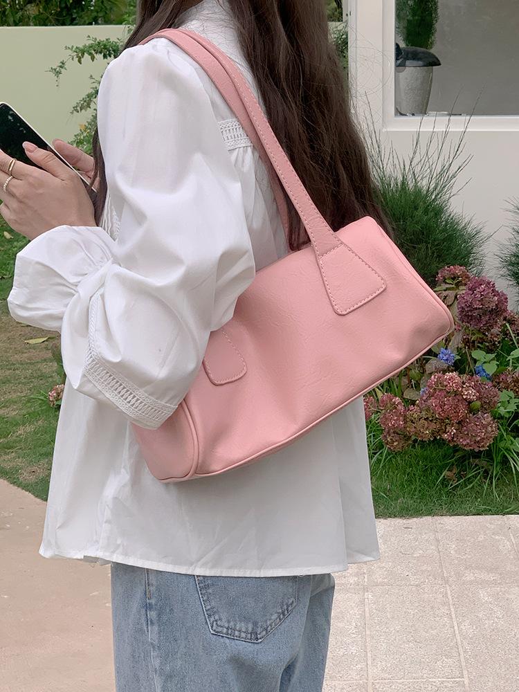 Bags Women's Spring and Summer Underarm Baguette Bag Versatile Commuter Pink Casual Handheld Shoulder Bag