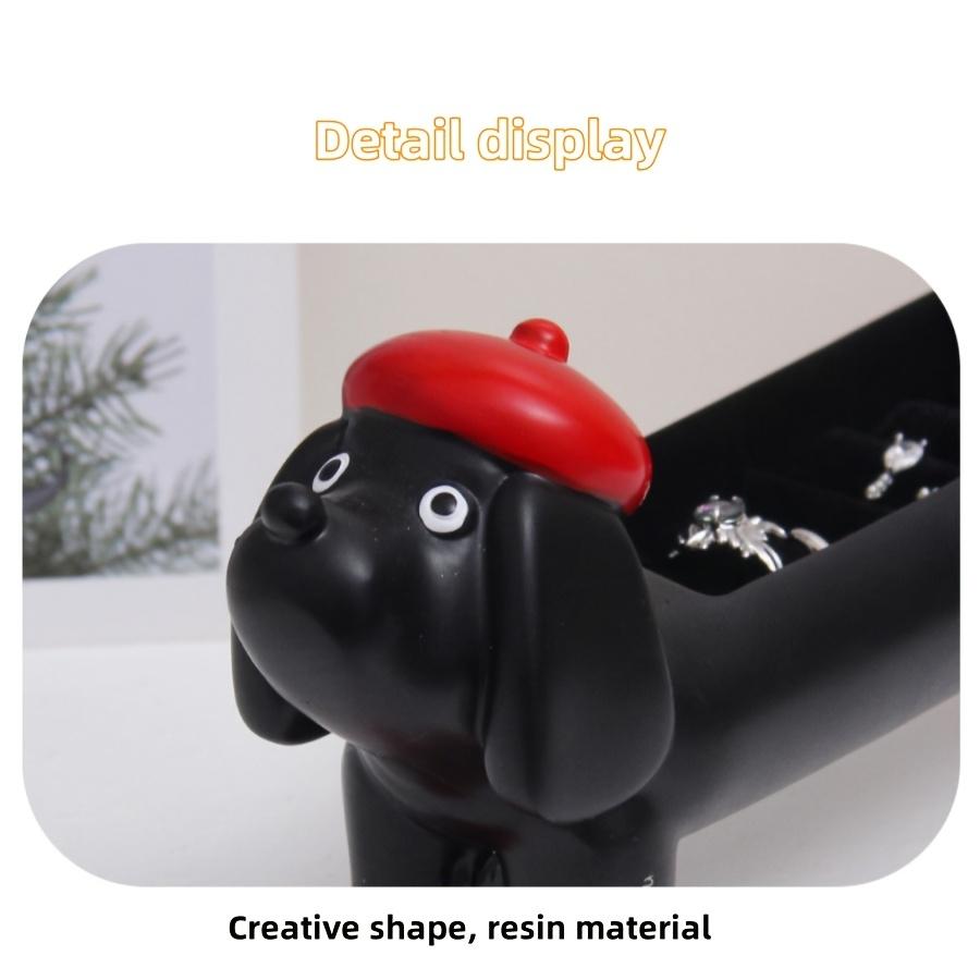 1 pieza Lindo Anillo Dachshund Adorno Pendiente Stud Joyero Esponja Soporte para Anillos Regalo