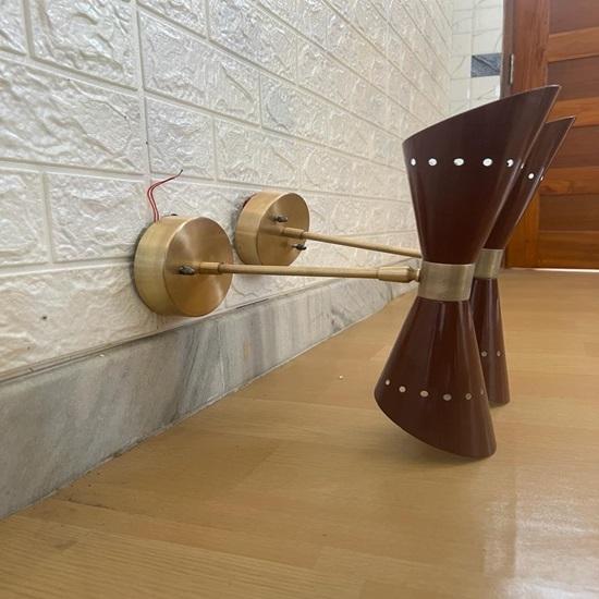 Diabolo Wandleuchte Mid-Century Modern Messing Italienischer Stilnovo Leuchte Elegant Nachttisch Waschtischlampe Heimdekor Beleuchtungskörper