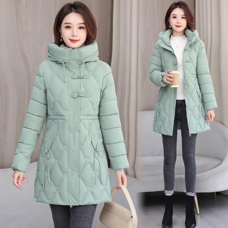 2025 cotton clothes for women winter medium and long new loose cotton-padded jacket thick cotton-padded coat
