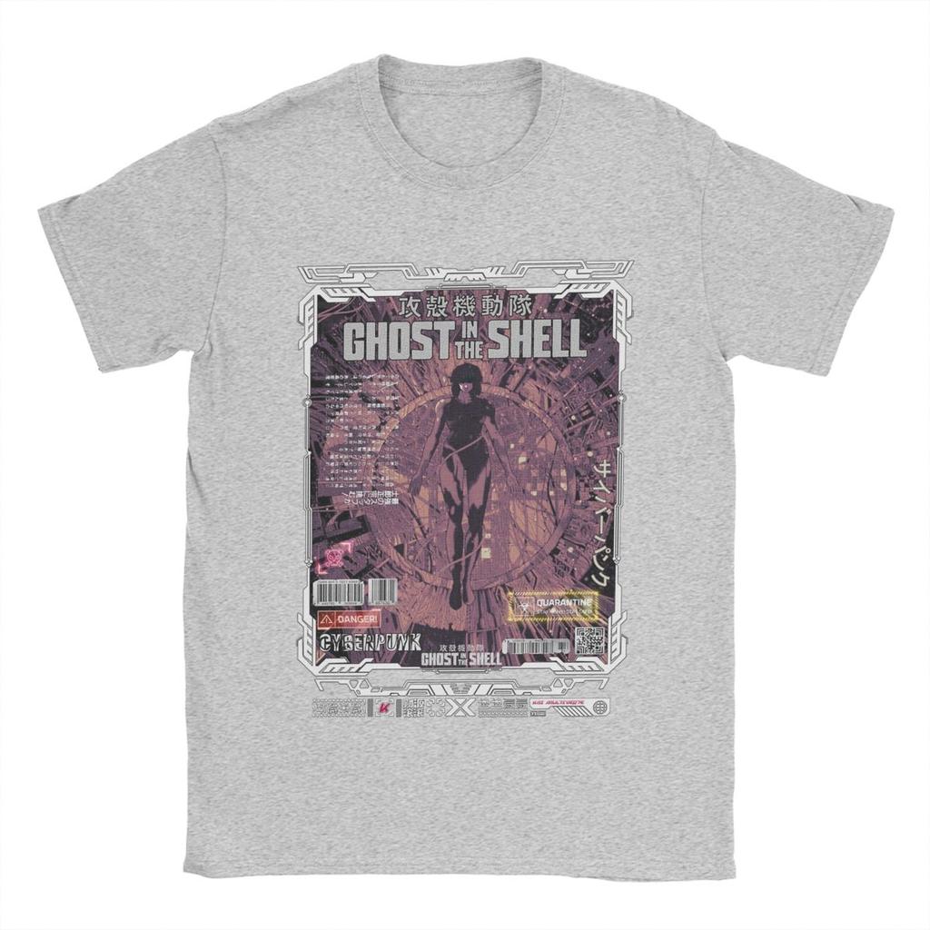 Motoko Kusanagi Ghost In The Shell T Shirts Men's Pure Cotton Awesome T-Shirt Anime Tee Shirt Short Sleeve Clothing Big Size