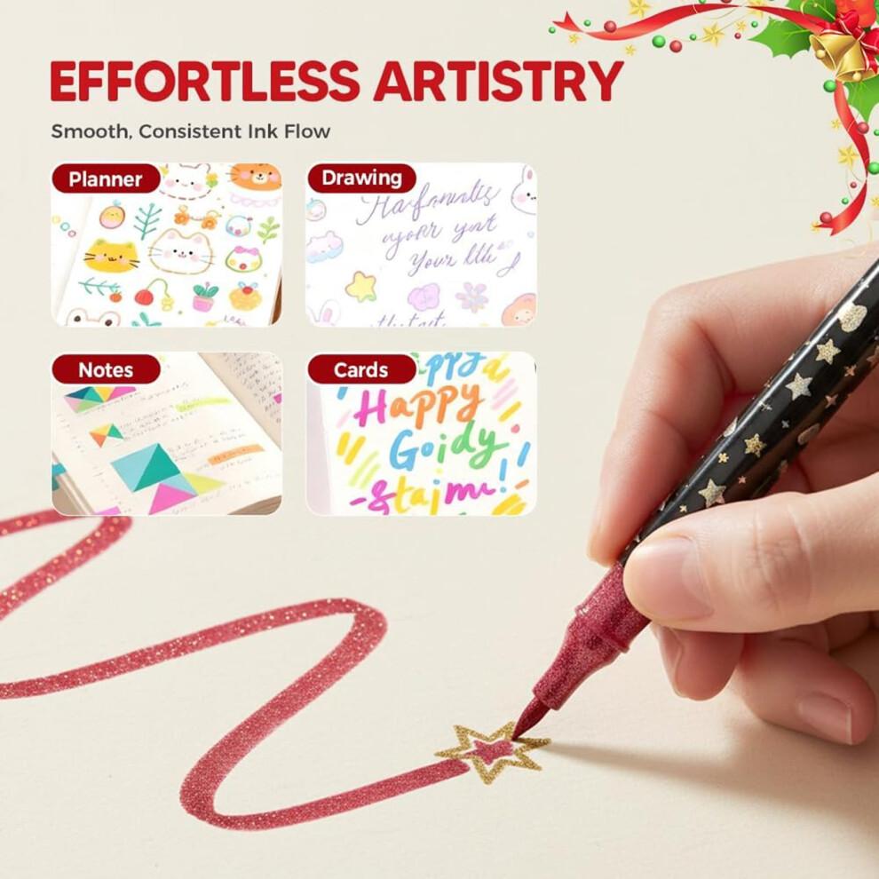 Glitter Gel Pens with Flexible Fiber Tips – 24-Pack, 10ml