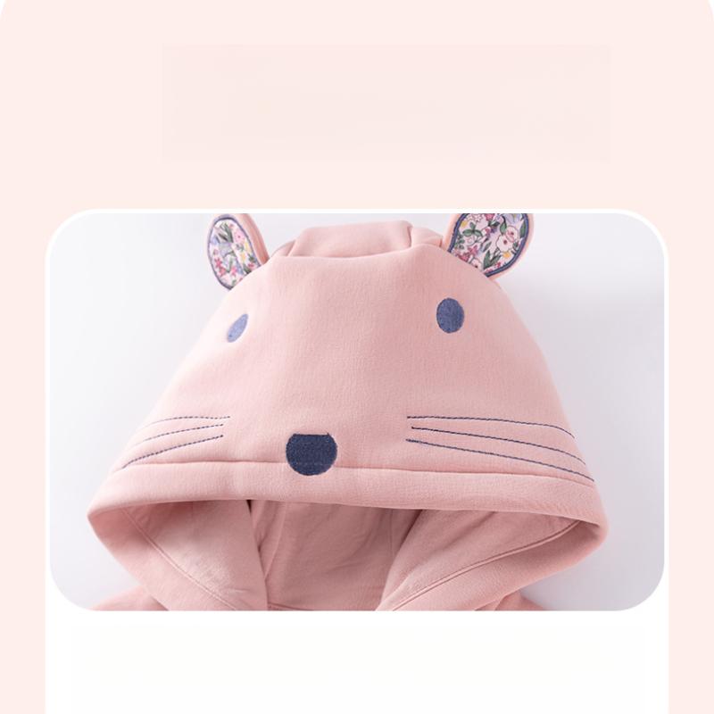 Bluza dziecięca Jesienna z polarową podszewką Jednokolorowa kurtka Urocza bluza z kapturem dla niemowlaka