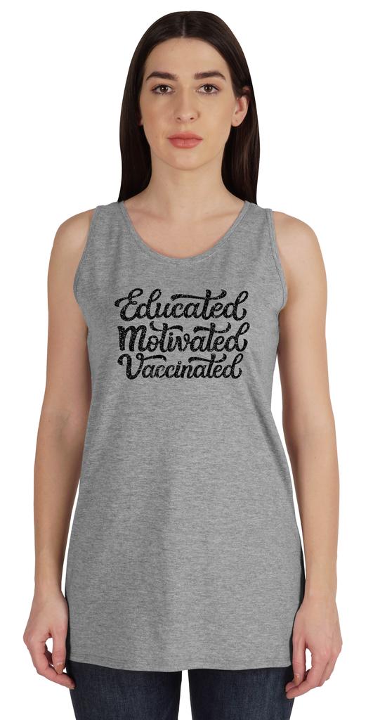 Inkmeso Educated Motivated Vaccinated Pro-Vaccine Womens Tank Tops Casual
