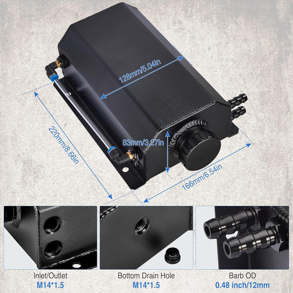 Universal Coolant Overflow Tank,Aluminum Radiator Overflow Tank,Coolant Reservoir Tank,Coolant Radiator Tank,Expansion Tank Recovery Water Tank