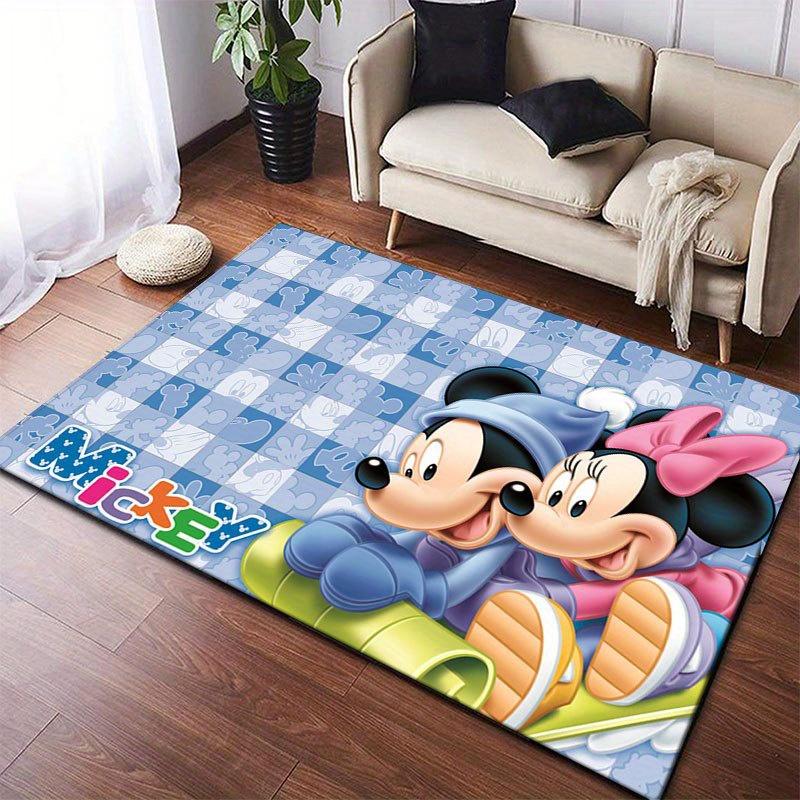 1 alfombra de área de Mickey y Minnie, alfombrilla antideslizante para el suelo, diseño de personaje de dibujos animados, terciopelo suave, decoración de habitación, lavable