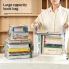 Transparent Book Storage Box with Handle Waterproof Dustproof Thickened Plastic Organizer Bins for Bedroom Book Storage
