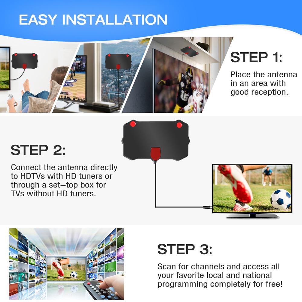 Indoor Tv Antenna Digital Dtv Antena Hdtv Antennas Free Tv For Aerial Dvb T Dvb T2 Hd Radius Vhf Uhf Buy At A Low Prices On Joom E Commerce Platform