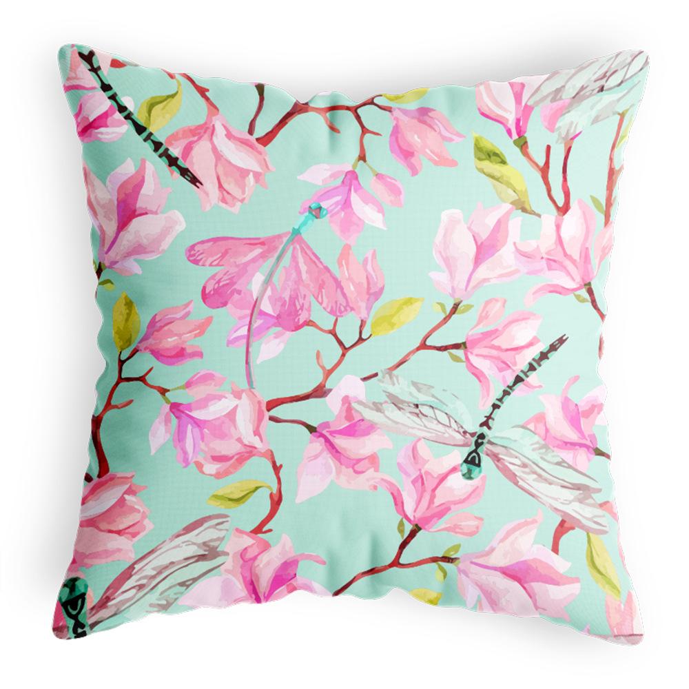 

Car Backrest Pillowcase Petals Flowers Nordic Style Office Waist Backrest Pillowcase Cotton and Linen Linen Pillowcase 44 * 44CM pillow cover, satin