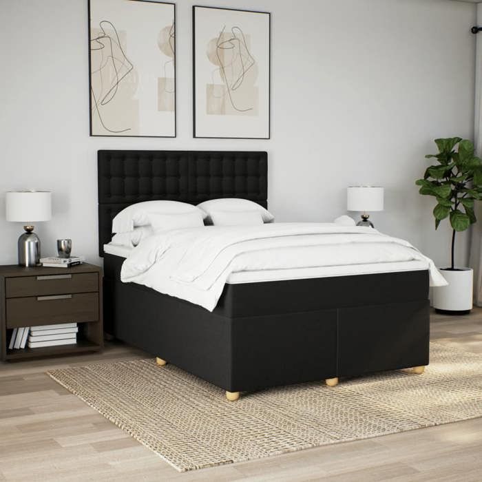 VidaXL Sommier à lattes de lit avec matelas Noir 140x190 cm Tissu 3291291