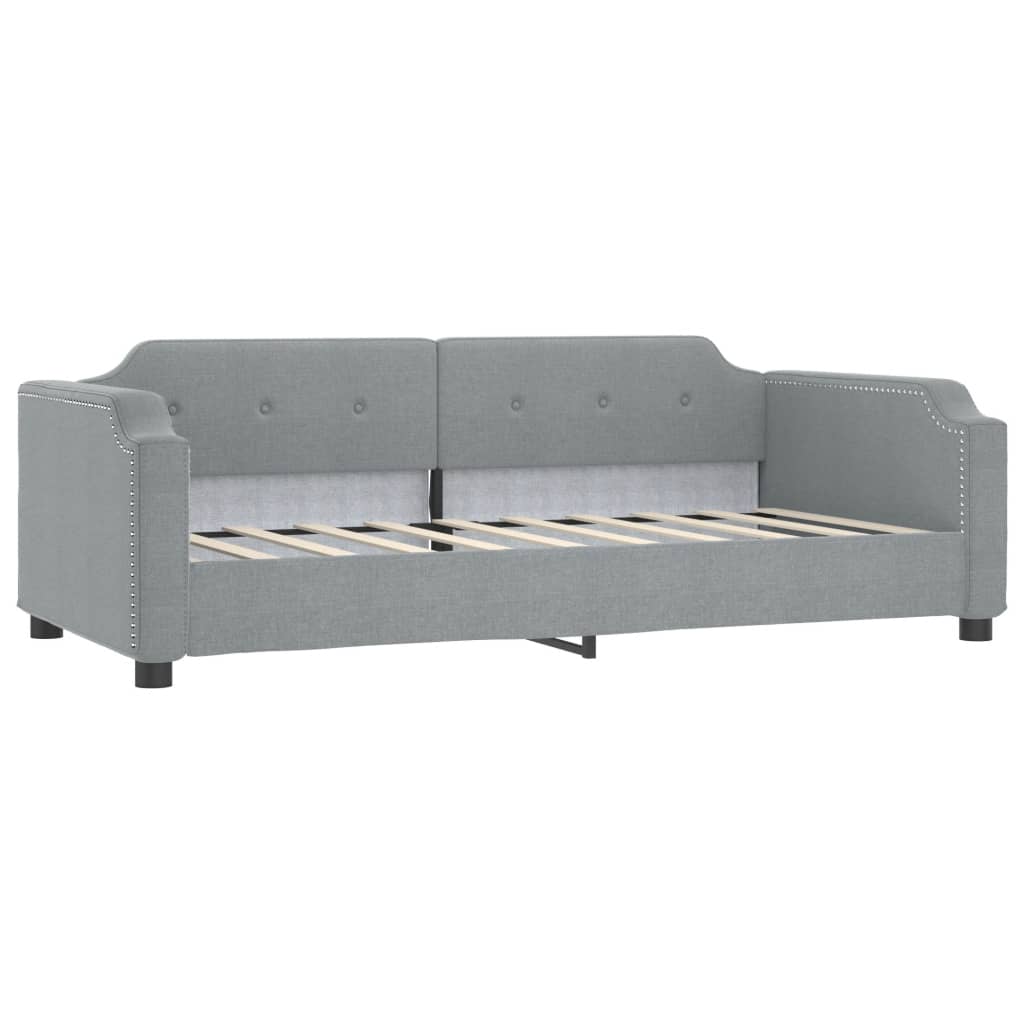 2 In 1 Pull Out Daybed Light Grey 90 X 190 Cm Fabric