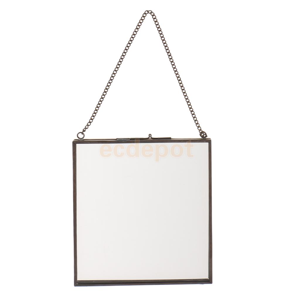 MagiDeal Industrial Style Double Sided Glass Hanging Photo Frame Wall Frame Flower Plant Specimen Portrait Display Frame Holder