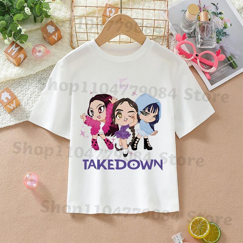 K-pop Demon Hunters White T-shirts for Girls Anime Cartoon Cute Short Sleeved Shirt Children Summer Fashion Sweet T-shirt Gifts