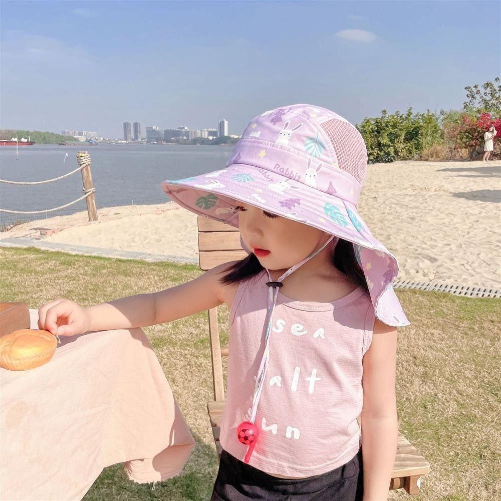 Neck Ear Cover Summer Baby Hat Bucket Cap Kids Beach Caps Children's Sunscreen Hat  UV Protection