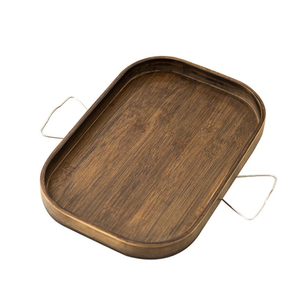 Bamboo Sofa Side Clip-on Tray Rectangular/Round Tea Tray Durable Sofa Armrest Tray Hotel Rectangular Brown