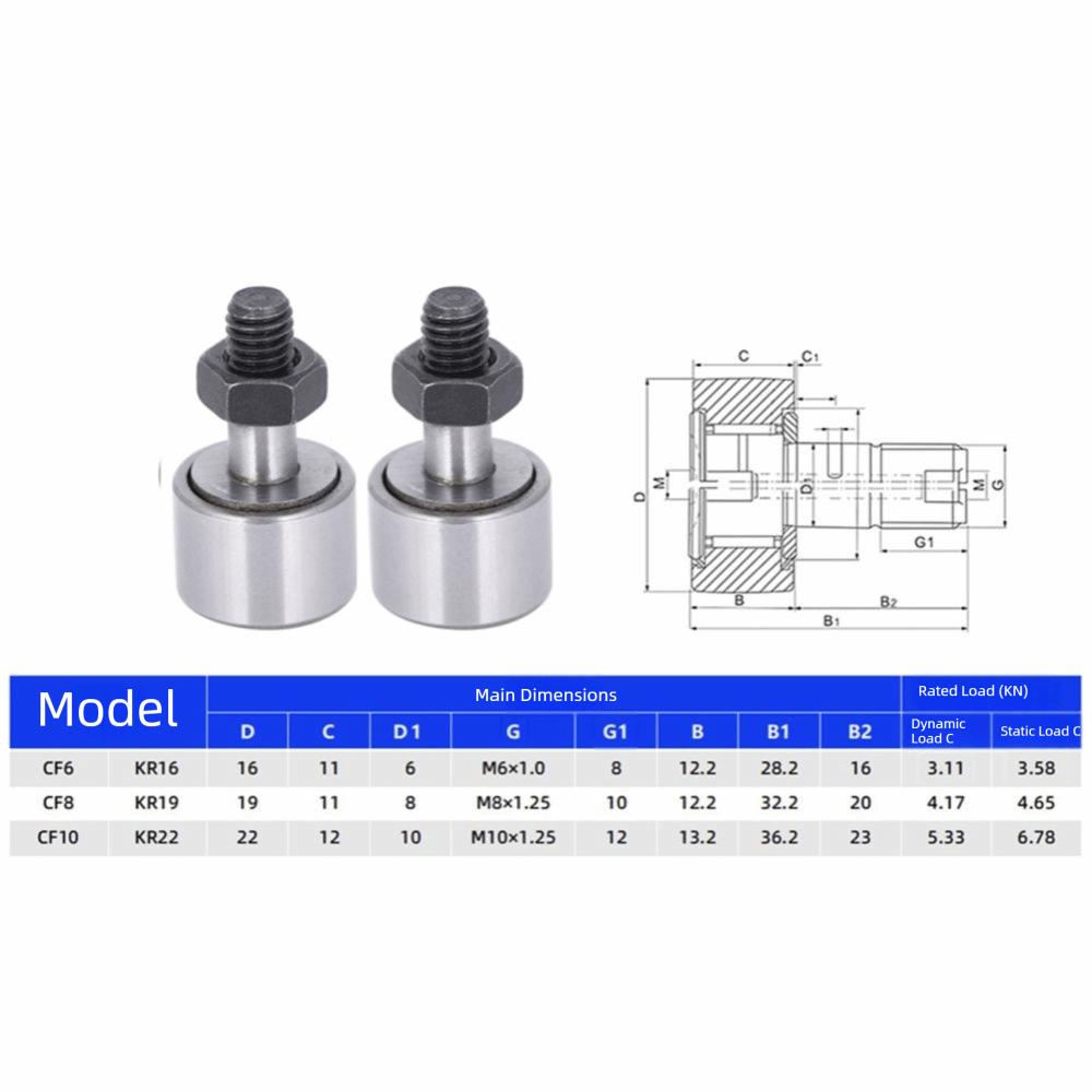 2pcs Miniature Cam Follower Small Size Sealed Type Needle Roller Bearing Track Roller Bearing for Machine Tool Guide Rail
