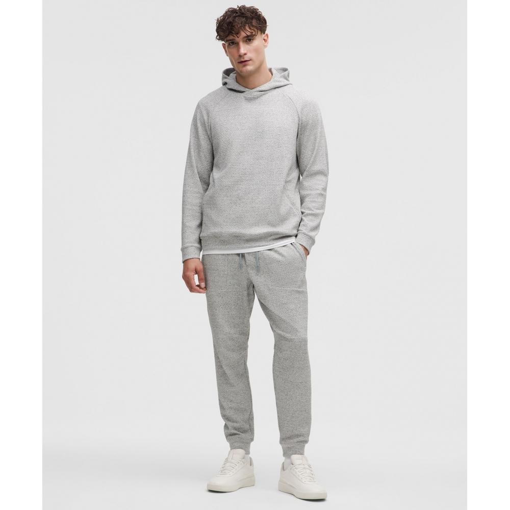 Lululemon Textured Double Knit Cotton Hoodie Heathered Melody Light Grey Black