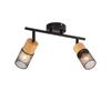 Ceiling Light - NETTLIFE - Wooden and Metal Spotlight - 2x E14 - 350° Adjustable - Black
