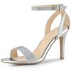 Allegra K Women's Silver High Heel Sandals with Ankle Strap and Open Toe Stiletto Heels, Size 24.5cm