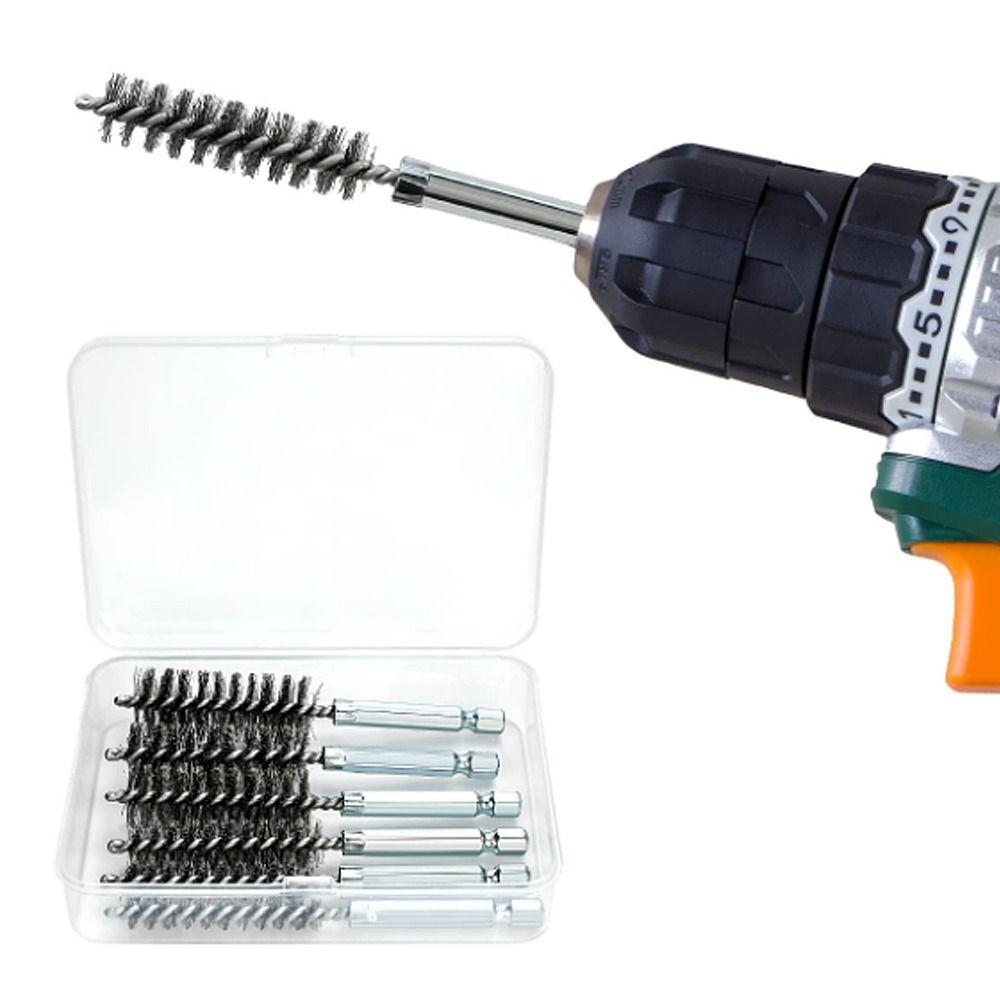 6Pcs Different Sizes Stainless Steel Bore Brush 4'' Long Bristles Wire Brush  Rust, Cleaning Tubes