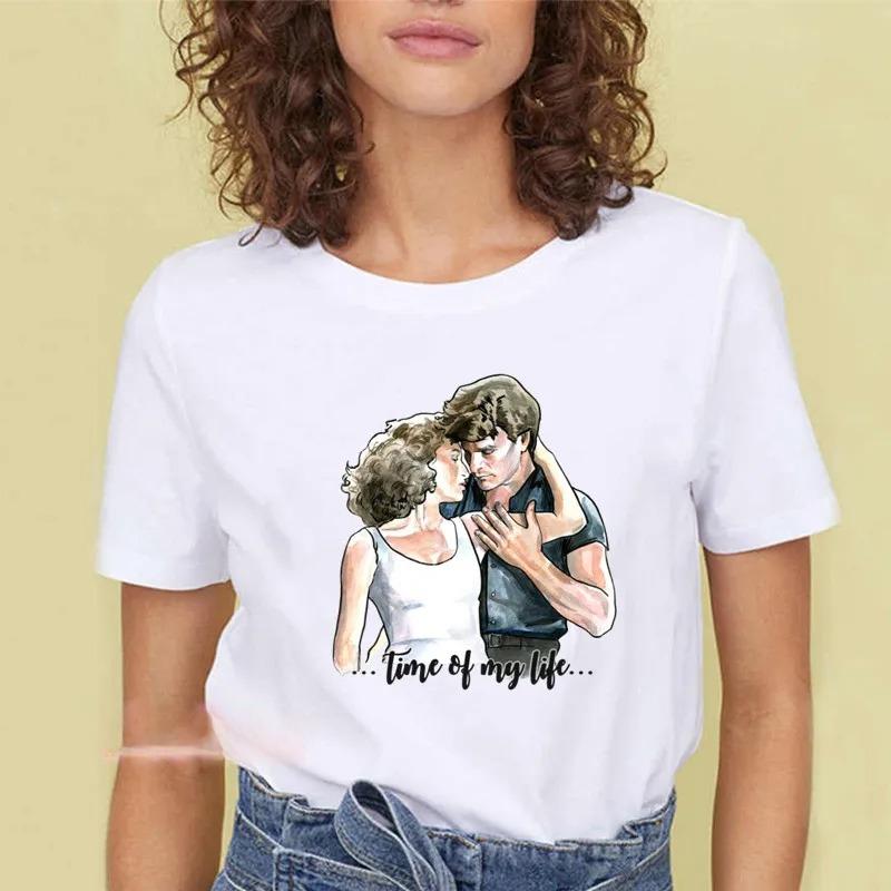 Dirty Dancing Vit Mode Dam T-shirts Harajuku Kawaii Kläder Kortärmad Sommar T-shirts Vardaglig Koreansk Fe Unisex Toppar Rund Hals