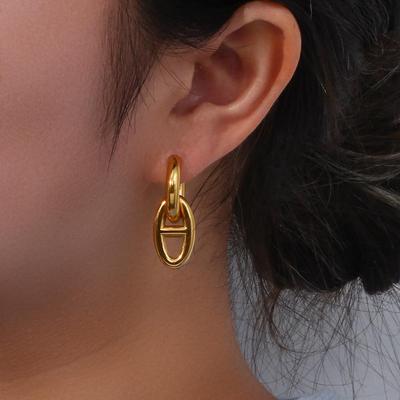 18K Gold Titanstahl Schweinenase Anhänger Ohrringe - Einzigartiges europäisches & amerikanisches Modedesign