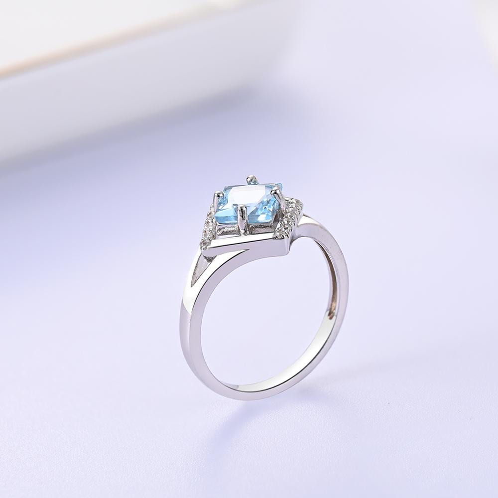 Inel superb cu topaz albastru natural, argint 925, lumina elegantă, femei de lux, cadou pentru aniversare și petrecere și banchet