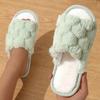 Fashion Faux Rabbit Fur House Slippers for Women Soft Sole Open Toe Home Cotton Shoes Woman Lightweight Warm Fluffy Indoor Slippers 2025